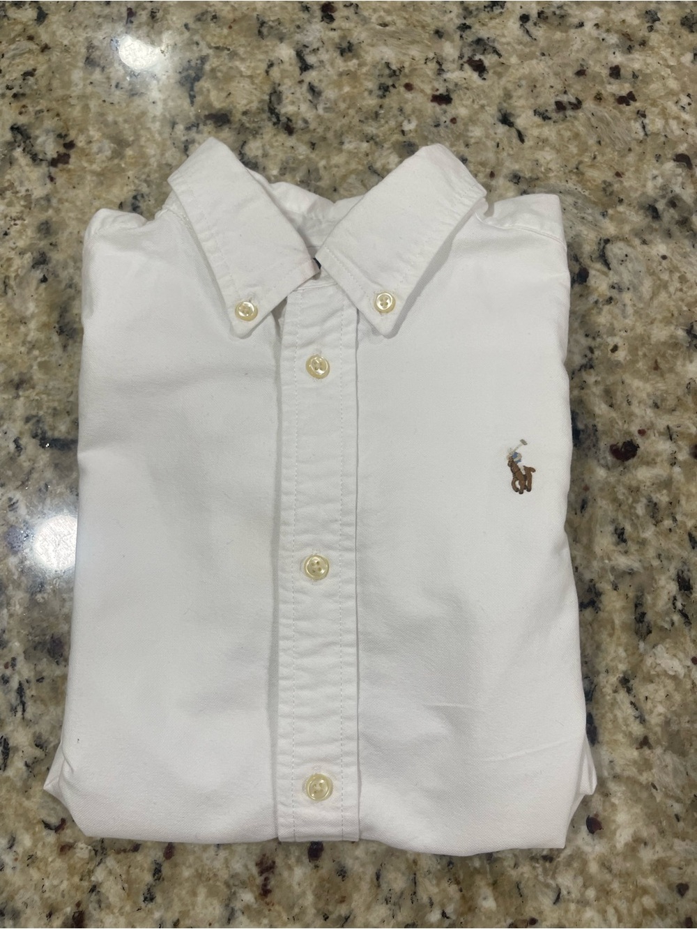 Ralph Lauren White Button-Down Oxford Shirt with Polo Pony Logo